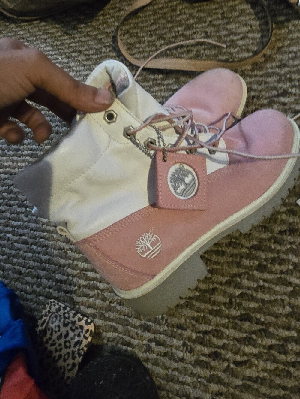 Timberland Pink & White Rugged Sole Boot